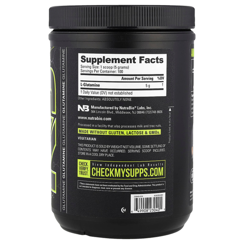 NutraBio, Глутамин, 500 г (1,1 фунта)