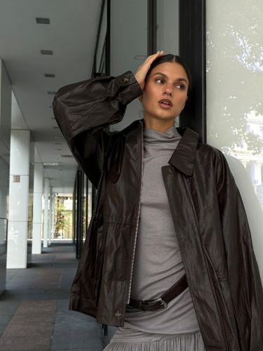 Бордовая укороченная куртка Coline из эко кожи