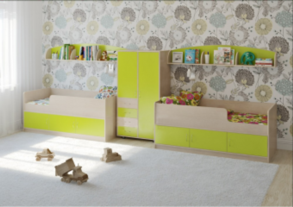 Детская стенка КарИВи Л-№19  Дуб Молочный Лайм