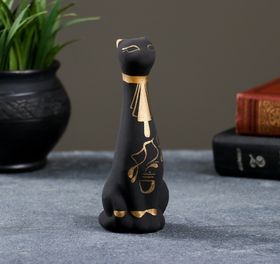 Фигура статуэтка Кот Египетский декор для дома / керамический черный кот 15 см