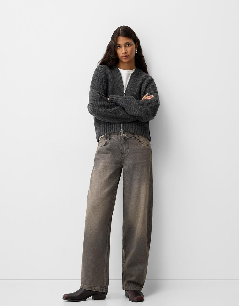 BERSHKA ДЖИНСЫ BALLOON, ТЕМНО-СЕРЫЙ