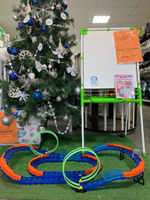 0404224/Автотрек светящийся на бат. с машинкой, 2 мертвые петли, 56 деталей, в/к 54, 5*7*36, 5 см/54