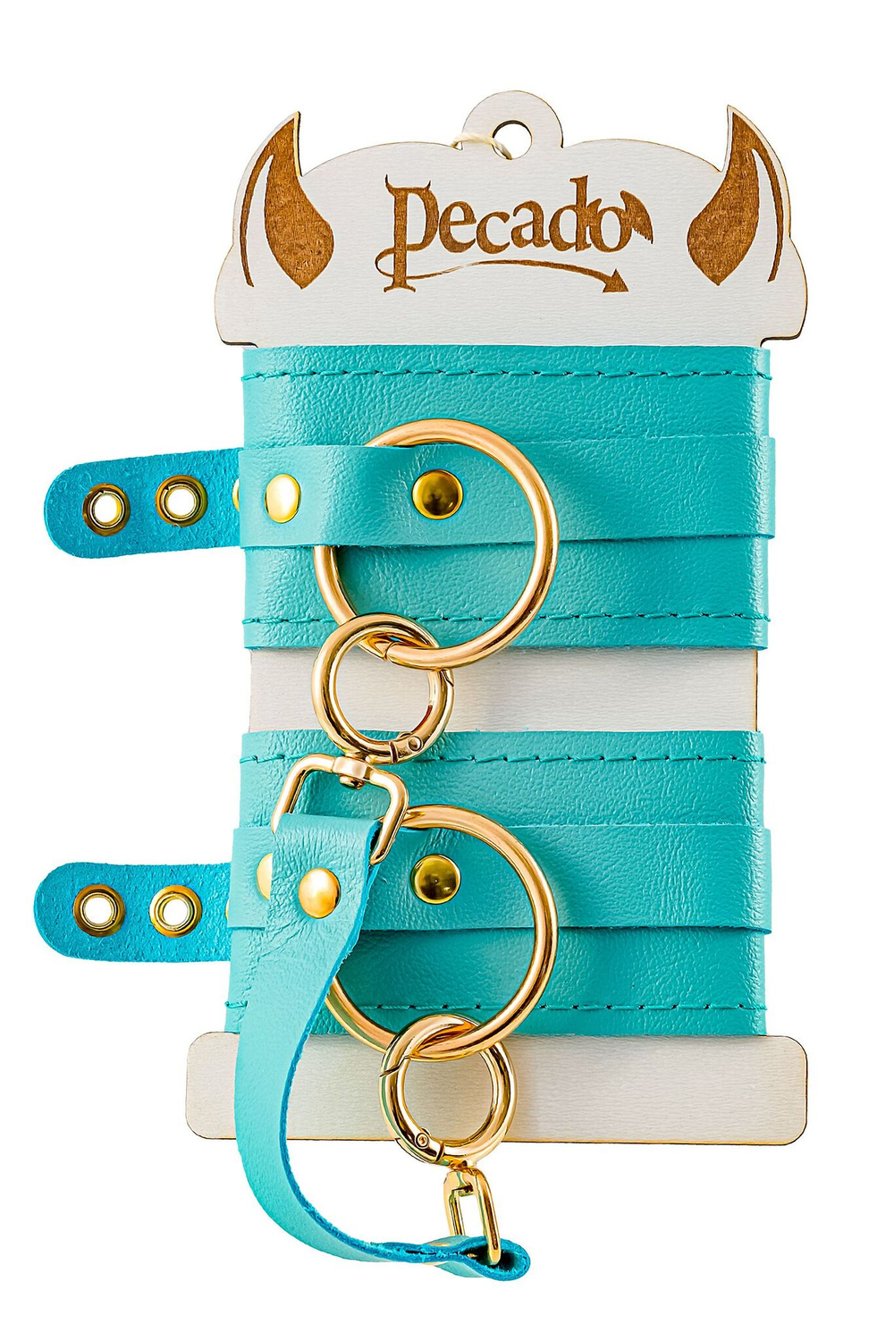 Голубые однослойные кожаные оковы (Цвет: голубой)