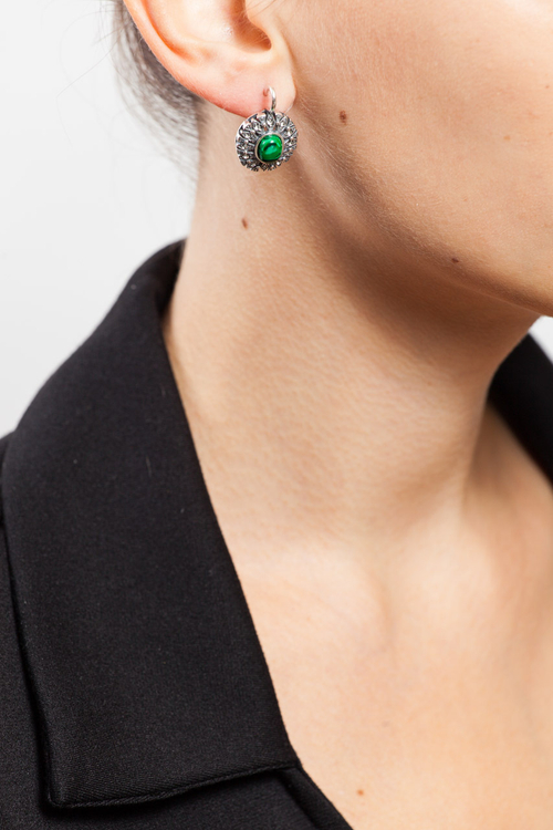 "Снежинка" серьги в серебряном покрытии из коллекции "Самоцветы" от Jenavi  с английским замком