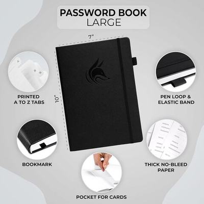 Clever Fox Password Book — Блокнот для хранения паролей с алфавитными вкладками Организатор логинов и паролей в стильном дизайне