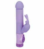 Фиолетовый силиконовый вибратор с виброзайчиком - 16,5 см. (Цвет: фиолетовый)