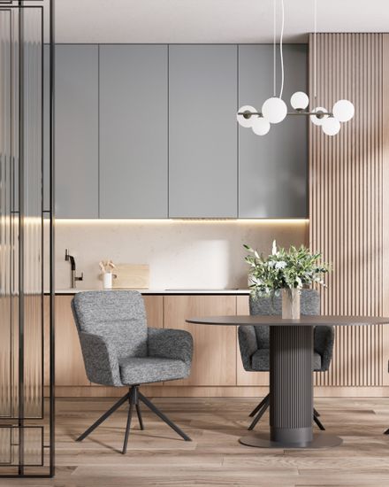 Стул обеденный, крутящийся Rue темно-серая ткань