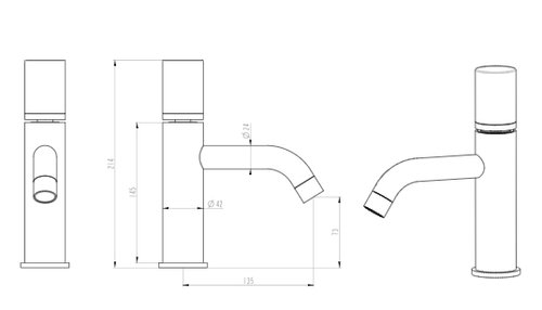 Смеситель STICK для умывальника BRUSHED BRONZE TOUCH