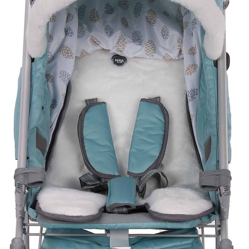 Санки-коляска "Ника детям 7-5" мятный с шишкой (серый каркас)