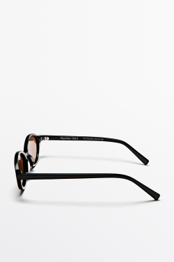 Massimo Dutti Овальные солнцезащитные очки, черный