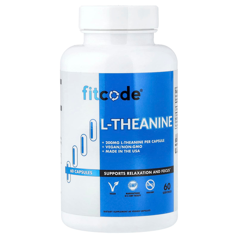 fitcode, L-теанин, 200 мг, 60 растительных капсул