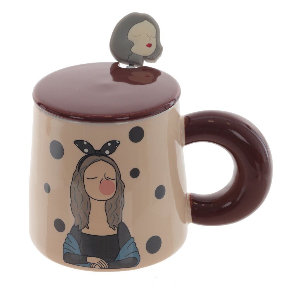 GAEM Кружка с крышкой и ложкой, 400 мл, L13,5 W9,5 H9,5 см, 4в.