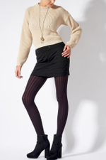 Мягкие колготы в средний вертикальный рубчик (Размер: S-M-L) (Цвет: черный)