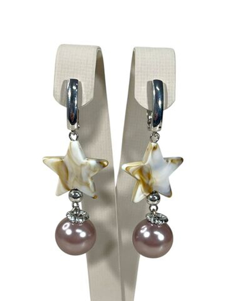 Серьги со звездой и жемчугом