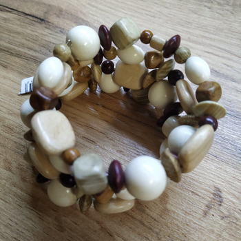 Браслет на пружине, дерево, цвет ассорти, ширина 50 мм