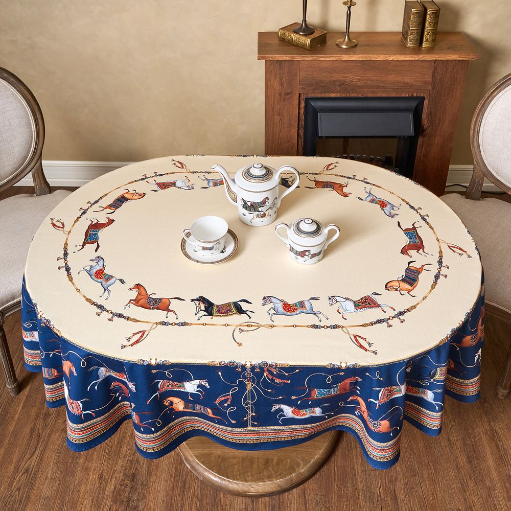 СКАТЕРТЬ ОВАЛЬНАЯ "PASSAGE"140Х180СМ ,БЕЖЕВЫЙ, 100% ХЛОПОК,ТВИЛ, ПРОПИТКА