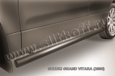 Пороги стальные Suzuki Grand Vitara (2005-2008) d76 труба (серебристые)
