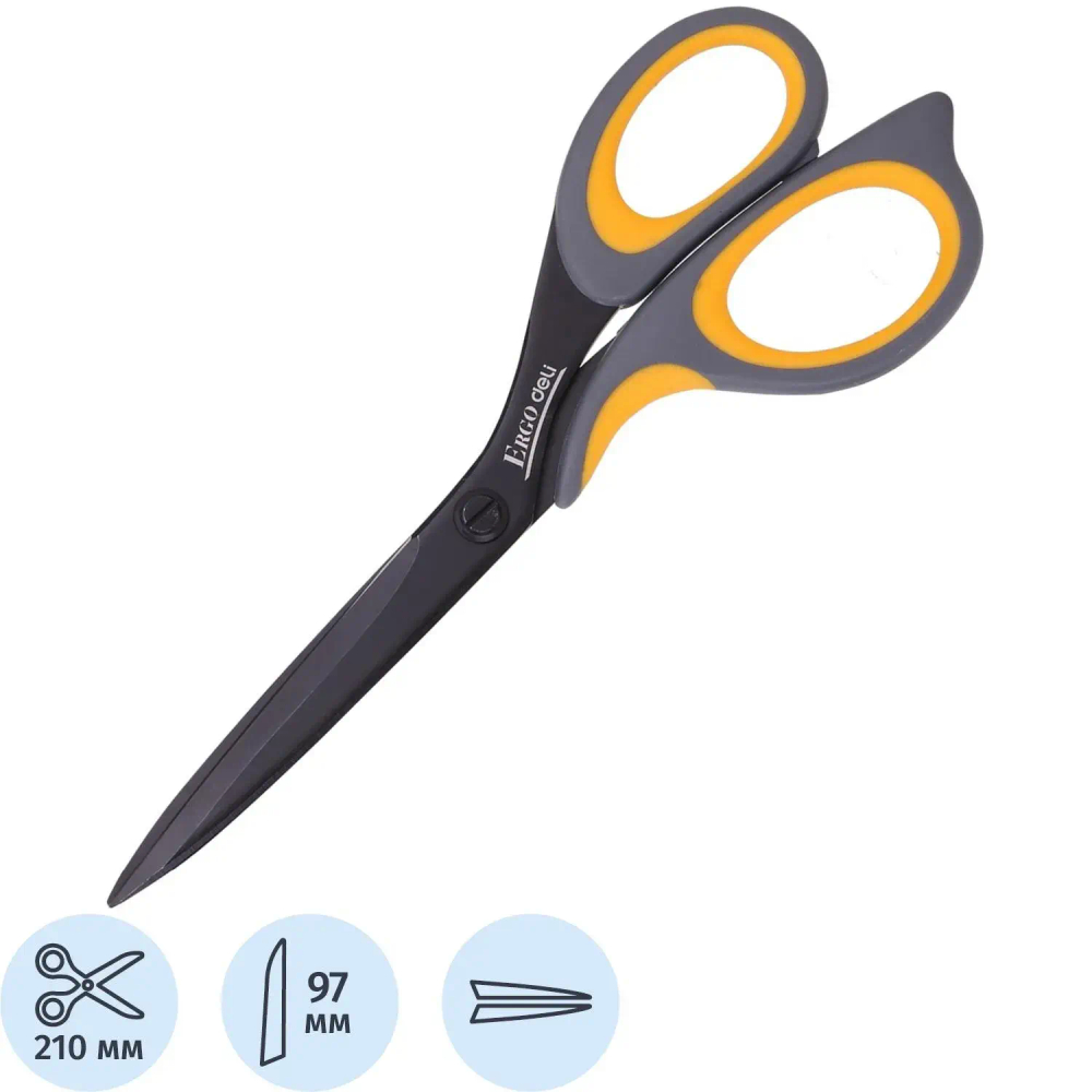 Ножницы Deli E77757 Ergo универс 210мм ручки с резин вставкой сталь серый