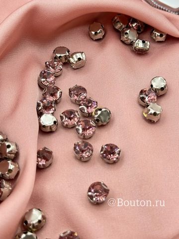 Стразы пришивные в цапах нежно-розовые