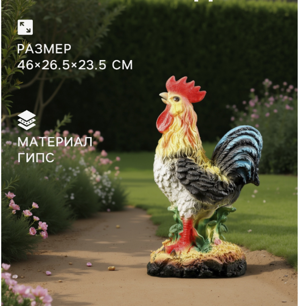 Садовая фигура из гипса «Петух», 46×26.5×23.5 см 2044910
