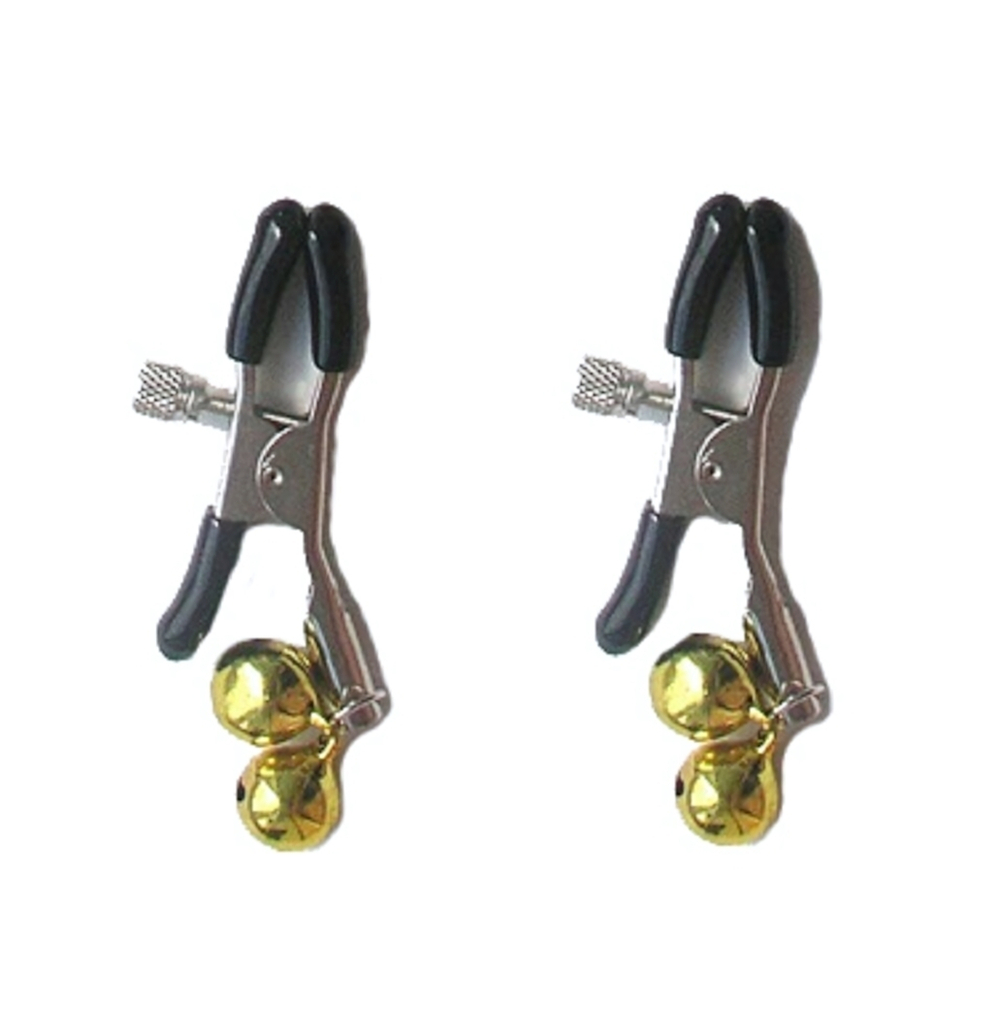 Зажимы на соски с колокольчиками золото