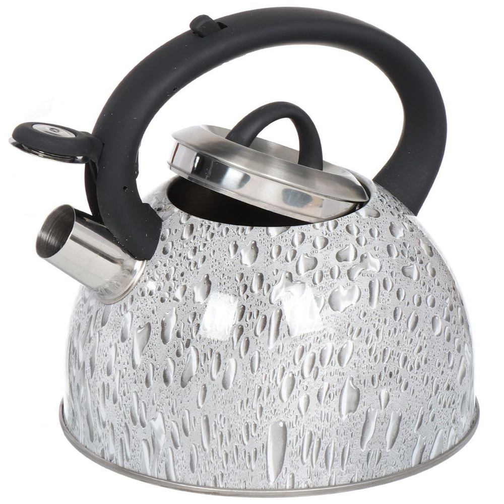 Чайник нерж, 3 л, свист, ручк с силик покр, Daniks, индукц, сер, MSY-074