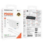 Зарядное устройство Borofone PD 65W + QC3.0 Для Type-C BA87A (white)