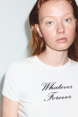 ZARA ФУТБОЛКА С НАДПИСЬЮ, БЕЛЫЙ