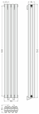 Сунержа Эстет-00 1200х180 4 секции