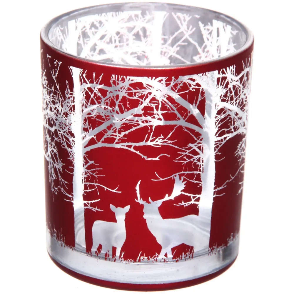 Подсвечник «Зимний лес» 7*7,8 см, Красный
