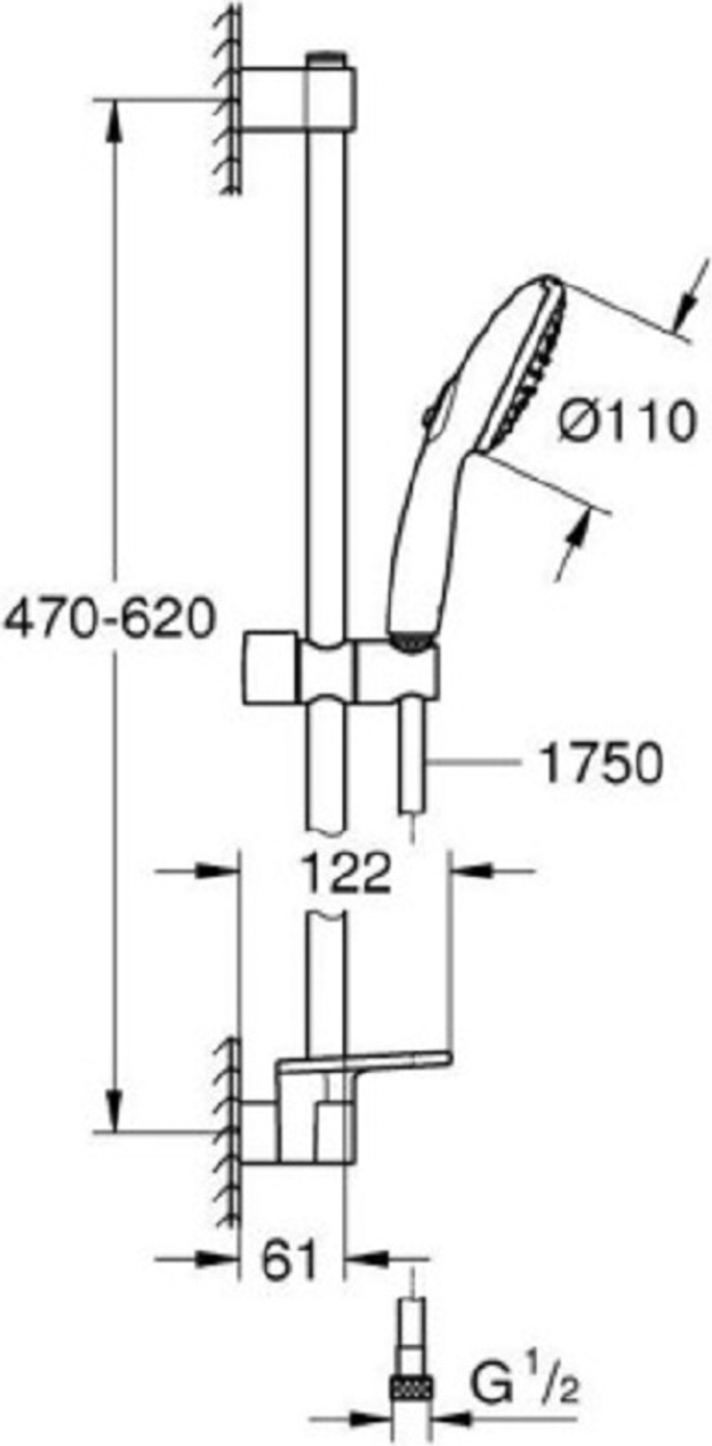 Набор для душа GROHE Tempesta 110, 2 режима струи, 13,5 л/мин (27646003)