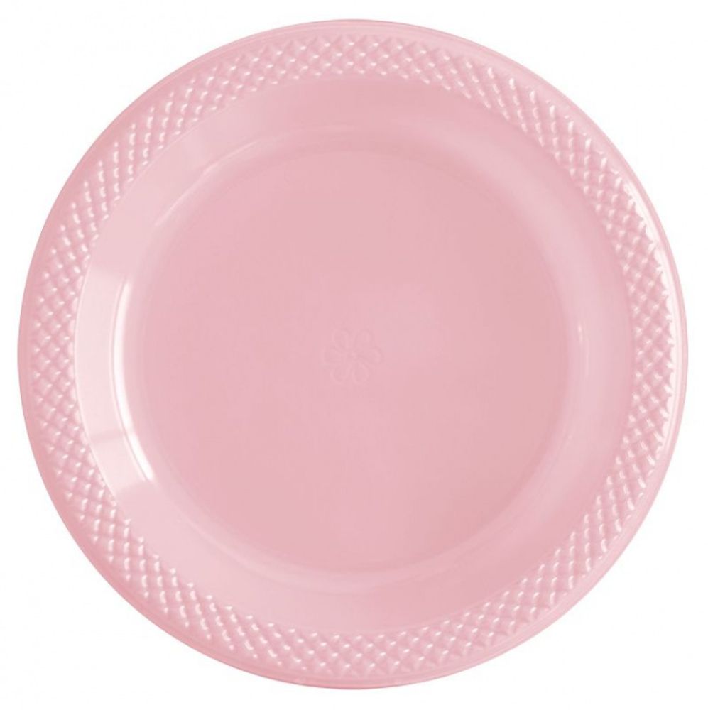 Тарелка пластиковая "Делюкс", розовый, 23 см, 10 шт.