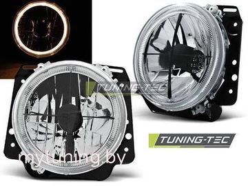 Передние фары внешние VW Golf 2 angel eyes chrome cross