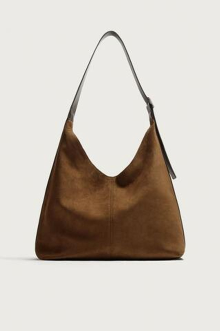 ZARA ОДНОТОННАЯ СУМКА-ШОПЕР, ТАБАЧНО-КОРИЧНЕВЫЙ