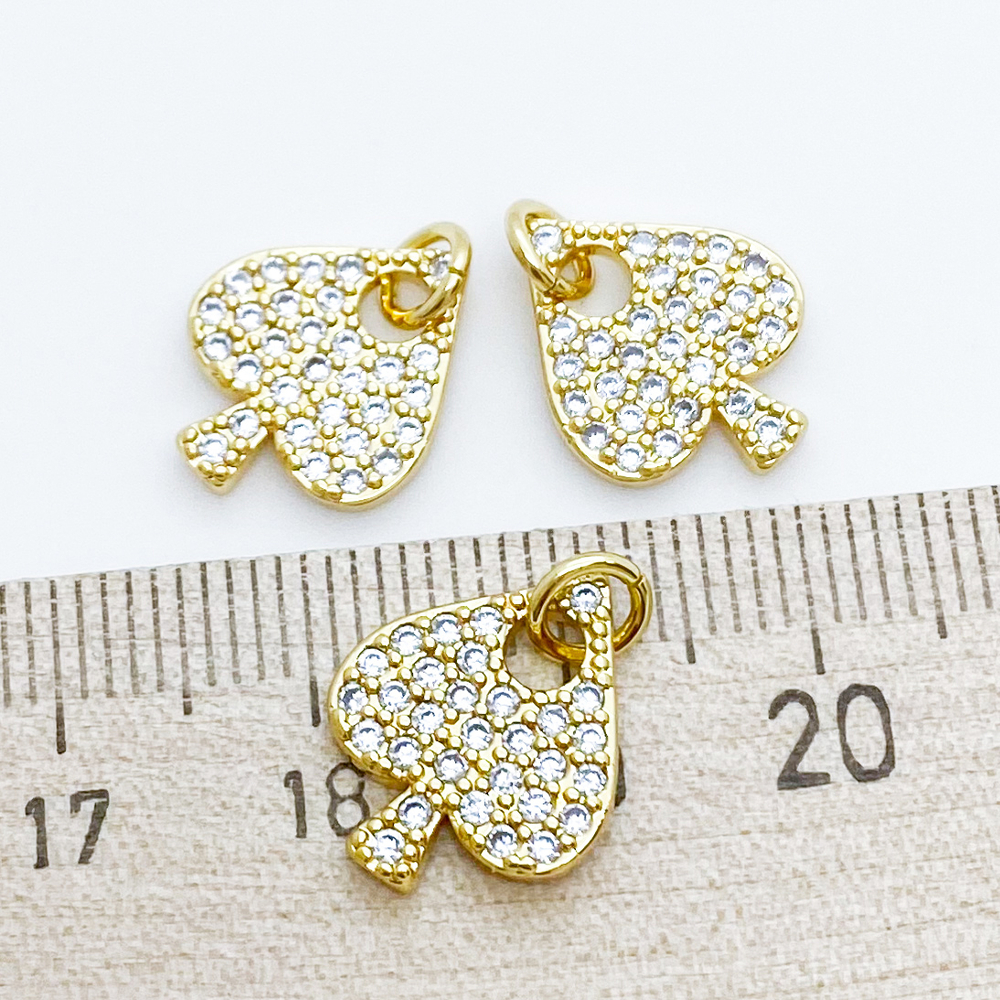 Подвеска Пика, позолота, фианиты, размер 16*12 мм, цена за 1 шт