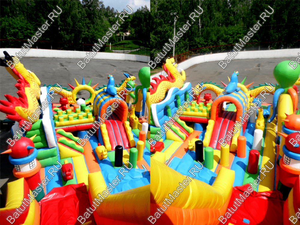 Коммерческий надувной батут "Осьминоги и драконы" 20*8*8 м