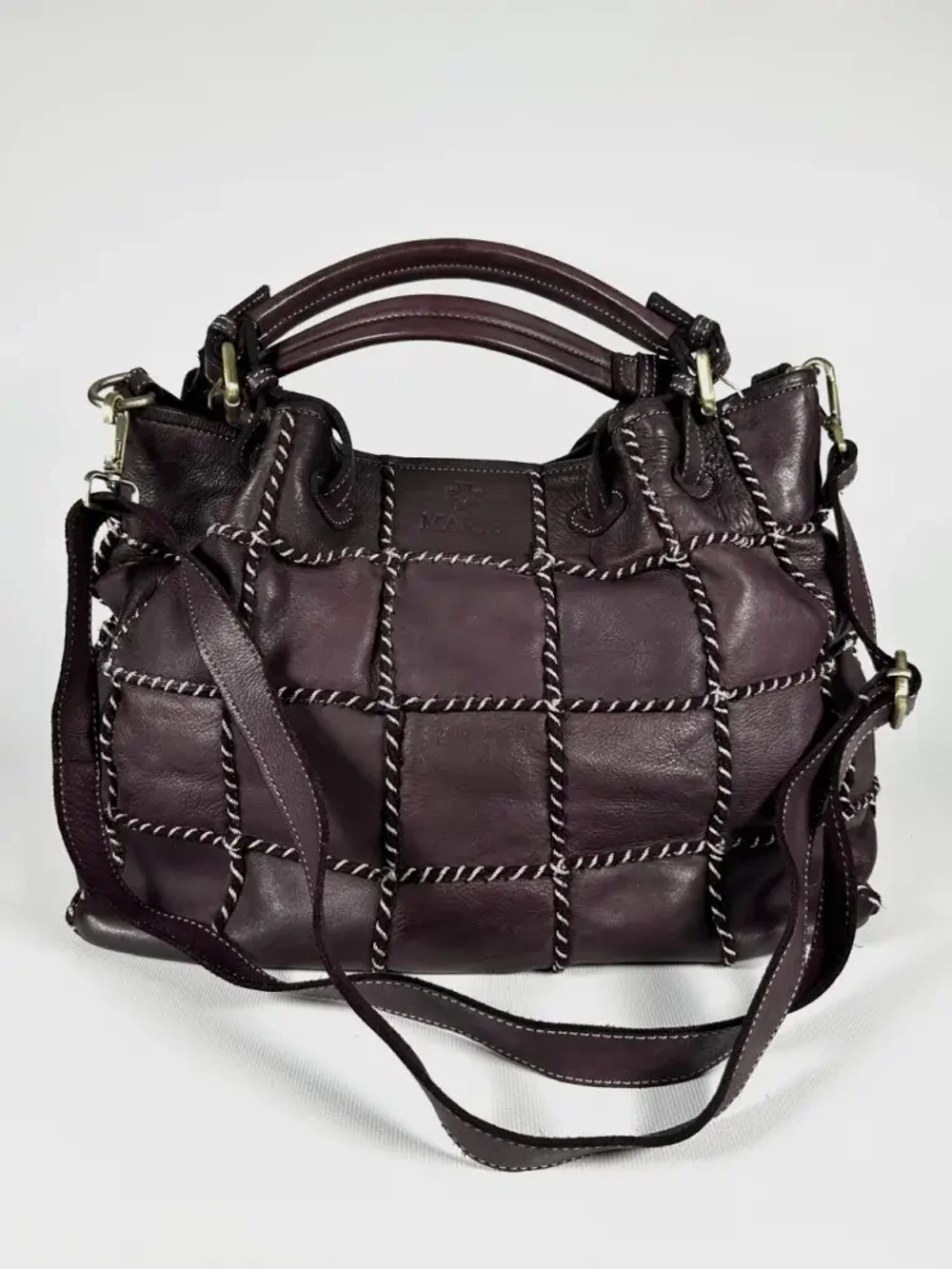 Женская сумка из натуральной винтажной кожи бордового цвета