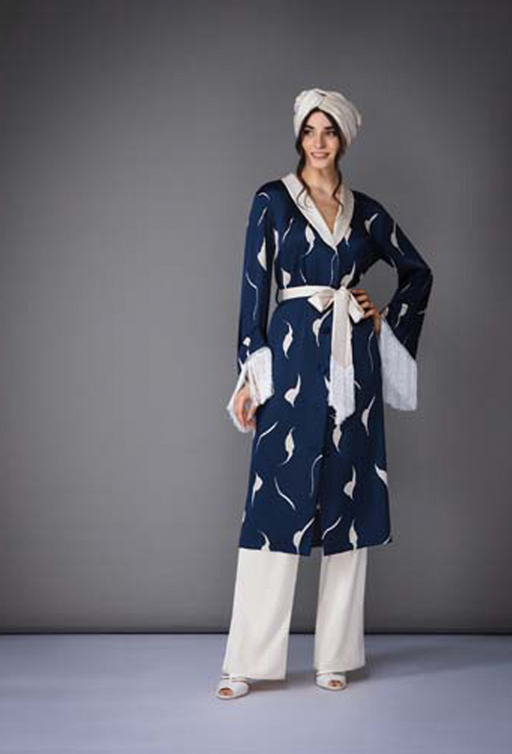 Халат с брюками синий с белым 05-01-21SS