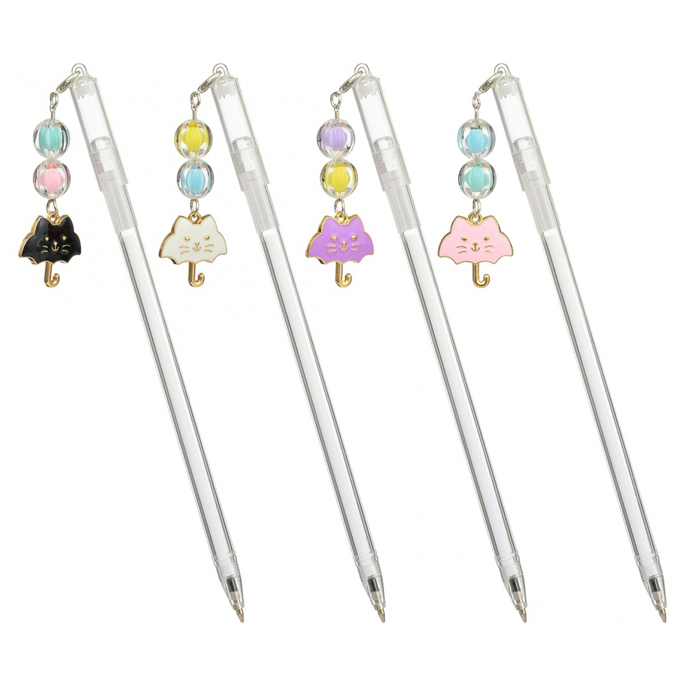 Ручка шариковая, Basir, синие чернила, серия "Кот зонт", цветной корпус подвеской, 40 шт