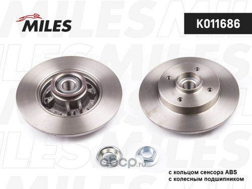 Диск тормозной задний Citroen C4 I Peugeot 308 1.6 (249x9) /в сб. с подш./ (с ABS) (Miles)