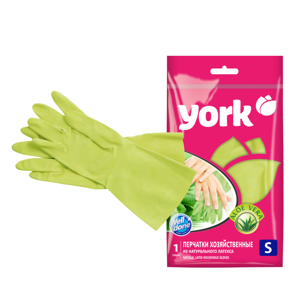 Перчатки резиновые Алоэ S /YORK/ 092160