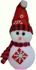 Снеговичок с колпаком светящийся КРАСНЫЙ СО СНЕЖИНКАМИ (22025)