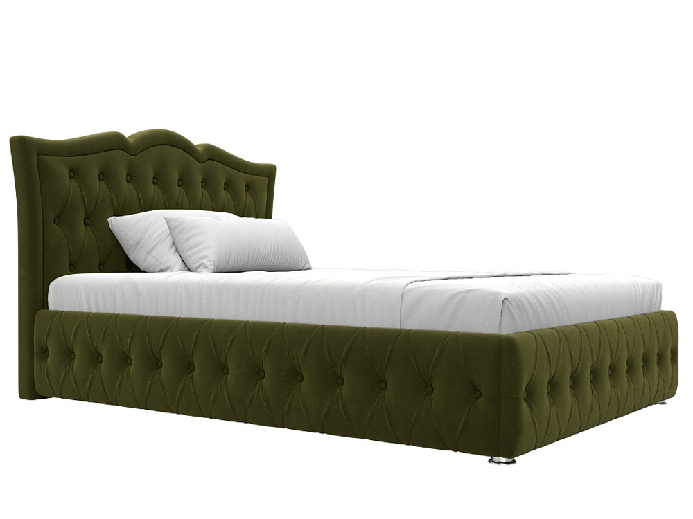 Кровать интерьерная Герда 140, Зеленый, Микровельвет, 28178