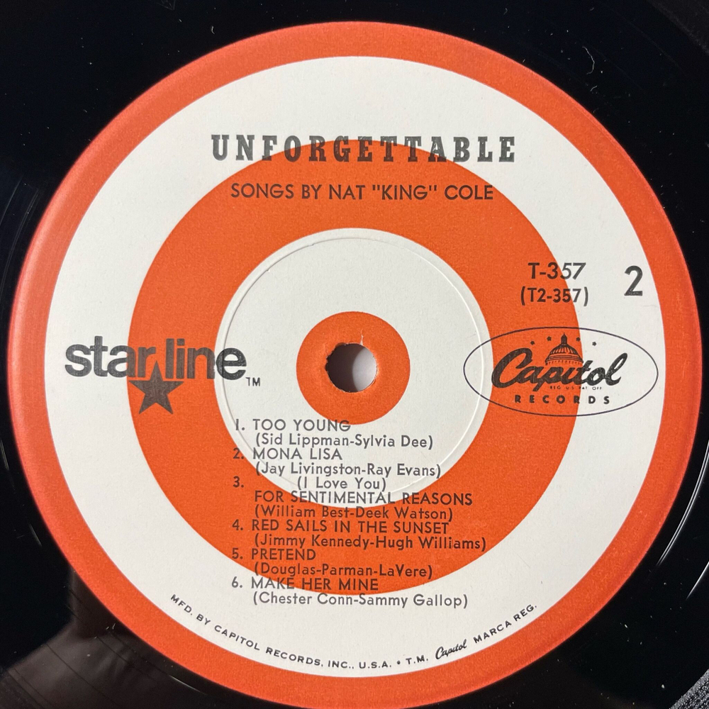 Винтажная виниловая пластинка LP Nat King Cole Unforgettable (USA 1973) Mona Lisa