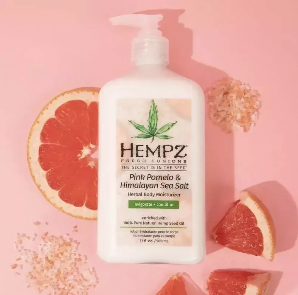Hempz pink pomello &amp; himalayan sea salt herbal body moisturizer invigorate+condition enriched with 100% pure natural hemp seed oil 500ml