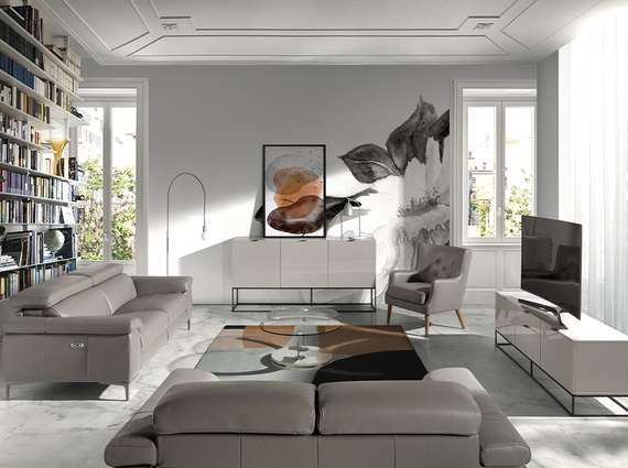 Трехместный диван с реклайнером Angel Cerda 5320-3P, серая кожа