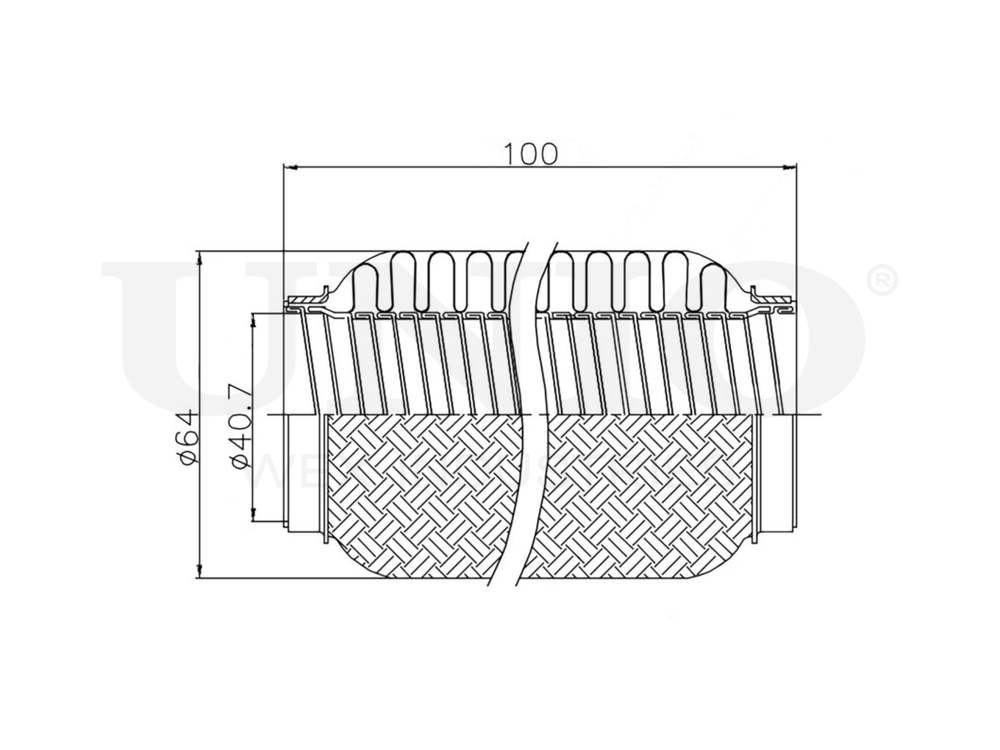 Гофра глушителя 40x100 мм InterLock UNIO EXP-40100L