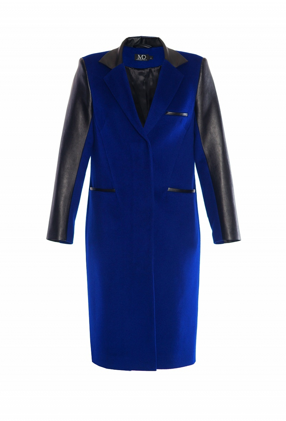 Пальто прямого силуэта с рукавами из экокожи LE-11-17FW