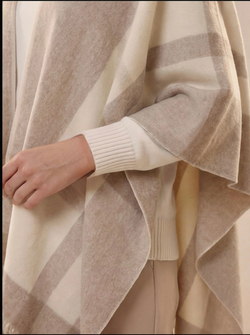 Пончо кашемир серое