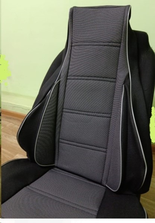 Чехлы на сиденье /2107/ Жаккард/Велюр черно-серые с боковой поддержкой (ЛИДЕР)
